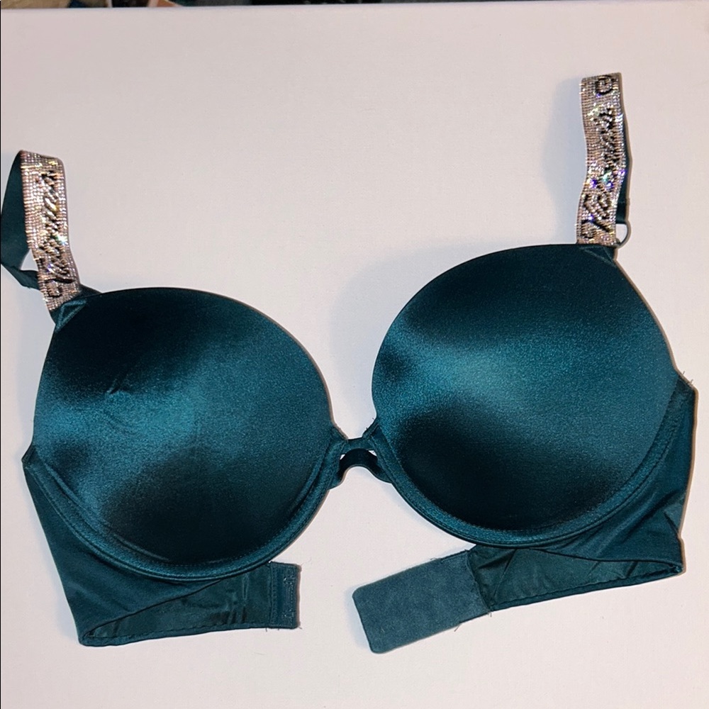 Victoria Secret Emerald Green Bra with Embellished Straps